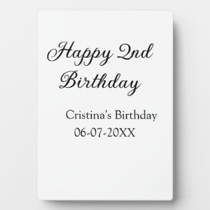 書道シンプルミニマルハッピーセカンド誕生日 フォトプラーク
