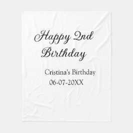 書道シンプルミニマルハッピーセカンド誕生日 フリースブランケット