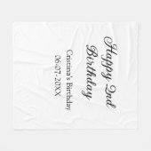 書道シンプルミニマルハッピーセカンド誕生日 フリースブランケット (正面(横))