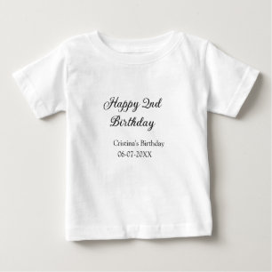 書道シンプルミニマルハッピーセカンド誕生日 ベビーTシャツ
