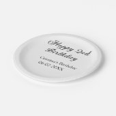 書道シンプルミニマルハッピーセカンド誕生日 ペーパープレート (アングル)