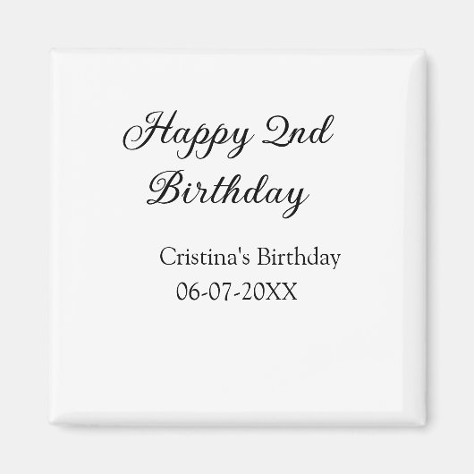 書道シンプルミニマルハッピーセカンド誕生日 マグネット (正面)