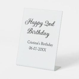 書道シンプルミニマルハッピーセカンド誕生日 台座サイン