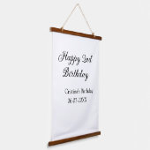 書道シンプルミニマルハッピーセカンド誕生日 吊り下げ型タペストリー (傾斜あり)