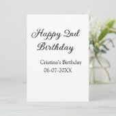 書道シンプルミニマルハッピーセカンド誕生日 招待状 (スタンド正面)