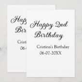 書道シンプルミニマルハッピーセカンド誕生日 招待状 (正面/裏面)