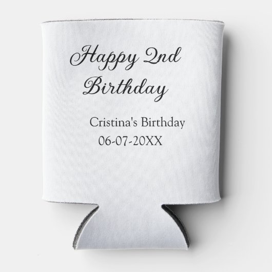 書道シンプルミニマルハッピーセカンド誕生日 缶クーラー (正面)