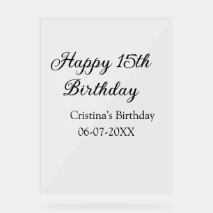 書道シンプルミニマル幸せ15歳の誕生日 アクリルサイン