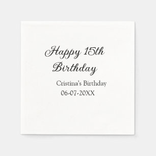 書道シンプルミニマル幸せ15歳の誕生日 スタンダードカクテルナプキン