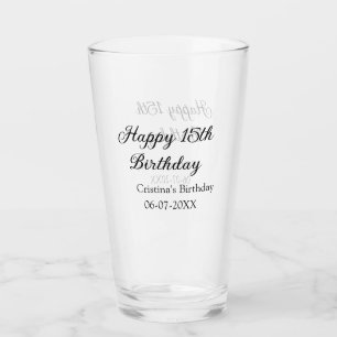 書道シンプルミニマル幸せ15歳の誕生日 タンブラーグラス