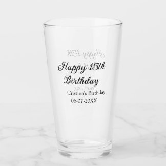 書道シンプルミニマル幸せ15歳の誕生日 タンブラーグラス