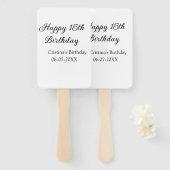 書道シンプルミニマル幸せ15歳の誕生日 ハンドファン (正面&裏面)