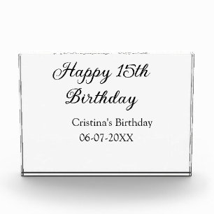 書道シンプルミニマル幸せ15歳の誕生日 フォトブロック