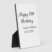 書道シンプルミニマル幸せ15歳の誕生日 フォトプラーク (側面)