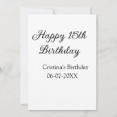 書道シンプルミニマル幸せ15歳の誕生日 招待状 (裏面)