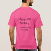 書道シンプルミニマル幸せ15歳の誕生日 Tシャツ (裏面)