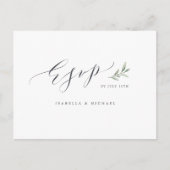 書道シンプル素朴な緑の結婚式RSVP インビテーションポストカード (正面)