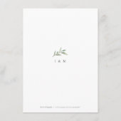 書道シンプル素朴な緑結婚草 エンクロージャーカード (裏面)