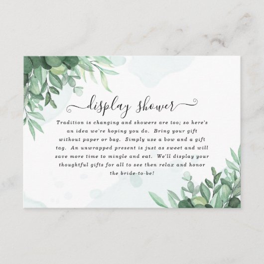 書道シンプル素朴な緑 エンクロージャーカード (正面)