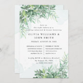 書道シンプル素朴な緑 招待状 (正面/裏面)