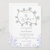 書道シーシェル&ワカメビーチ結婚式 招待状 (正面/裏面)