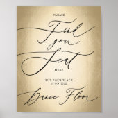 書道スクリプトあなたの席の結婚サインを見つける ポスター (正面)