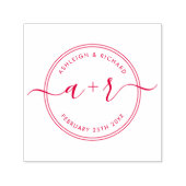 書道スクリプトイニシャルウェディング日付の保存 セルフインキングスタンプ (デザイン)