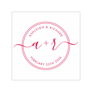 書道スクリプトイニシャルウェディング日付の保存 セルフインキングスタンプ