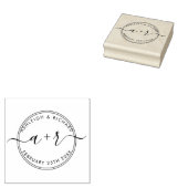 書道スクリプトイニシャルウェディング日付の保存 ラバースタンプ (押印)
