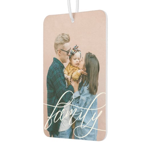 書道スクリプトオーバーレイ家族の写真 カーエアーフレッシュナー (左)