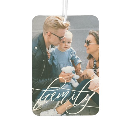 書道スクリプトオーバーレイ家族の写真 カーエアーフレッシュナー (裏面)