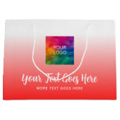 書道スクリプトカスタムロゴはこちら赤いテンプレート ラージペーパーバッグ (正面)