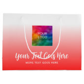 書道スクリプトカスタムロゴはこちら赤いテンプレート ラージペーパーバッグ (裏面)