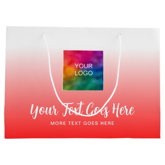 書道スクリプトカスタムロゴはこちら赤いテンプレート ラージペーパーバッグ (裏面)