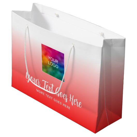 書道スクリプトカスタムロゴはこちら赤いテンプレート ラージペーパーバッグ (正面アングル)