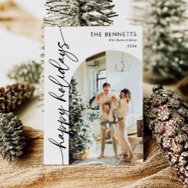 書道スクリプトハッピーホリデーズアーチフォト シーズンカード