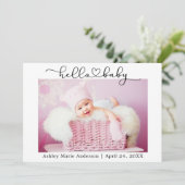 書道スクリプトハートこんにちはベビー4写真 案内状 (スタンド正面)