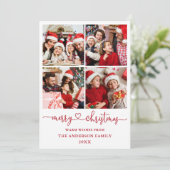 書道スクリプトハートクリスマス4フォトレッド シーズンカード (スタンド正面)