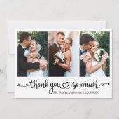 書道スクリプトハート3写真結婚の数 サンキューカード (正面)