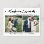 書道スクリプトハート3結婚写真ありがとう ポストカード (正面)