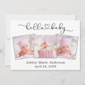 書道スクリプトハート3 Photo Helloベビー 案内状 (正面)