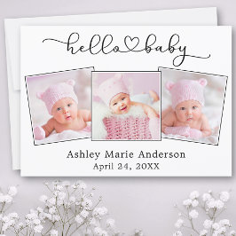 書道スクリプトハート3 Photo Helloベビー 案内状