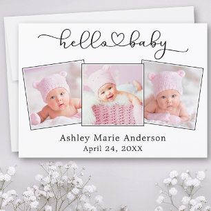 書道スクリプトハート3 Photo Helloベビー 案内状