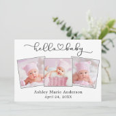 書道スクリプトハート4写真こんにちはベビー 案内状 (スタンド正面)