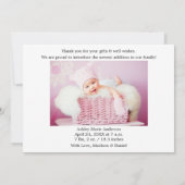 書道スクリプトハート4写真こんにちはベビー 案内状 (裏面)