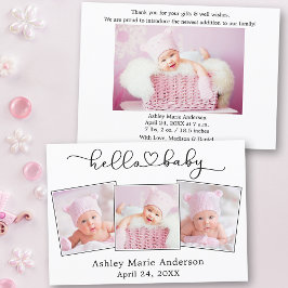 書道スクリプトハート4写真こんにちはベビー 案内状