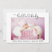 書道スクリプトハート4 Photo Helloベビー 案内状 (正面)