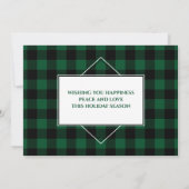 書道スクリプトフォトグリーンプレイドクリスマス カード (裏面)