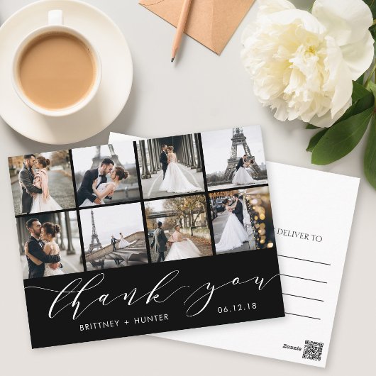 書道スクリプトフォトフォトサンキューブラック葉書 ポストカード