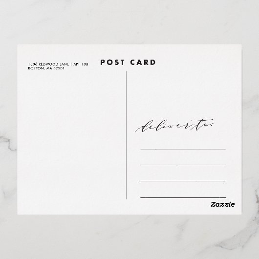 書道スクリプトフォトポストカードありがとう 箔招待状ポストカード (裏面)